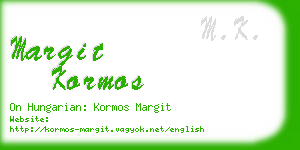 margit kormos business card